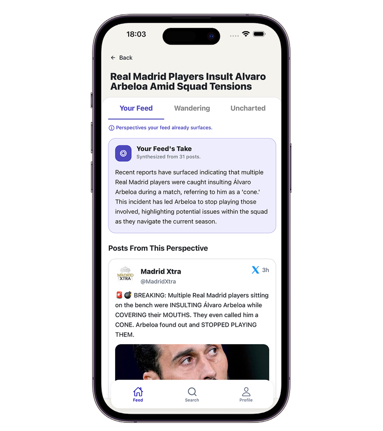 Your Feed screen